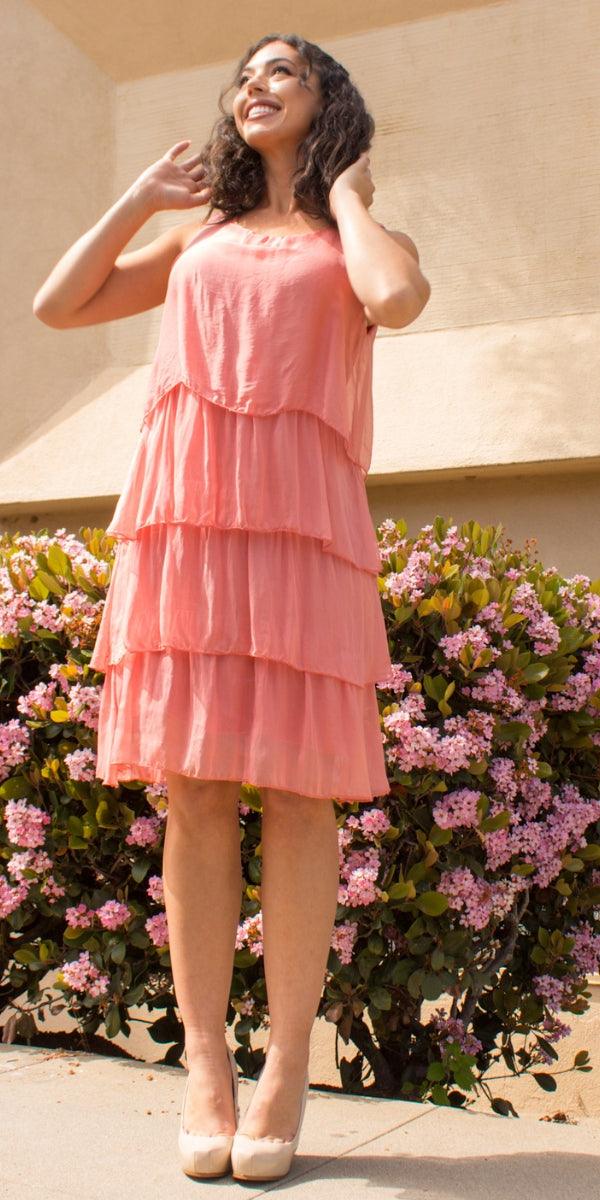 Sora Silk Dress - Gigi Moda - Made in Italy # 100% Silk, Dress, Embroidery, Gigi Moda, italian silk, italian silk dress, Made in Italy, maxretail, shop gigi moda, Sleeveless