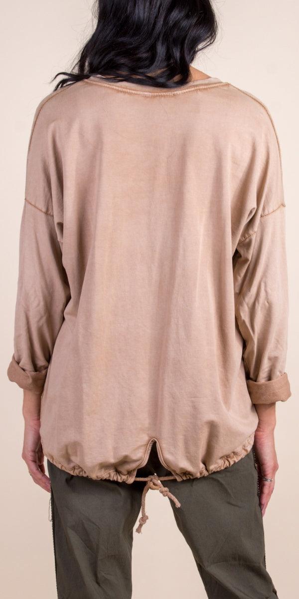 Cecca Sweater - Gigi Moda - Made in Italy # comforatable fit, draw string hem, Gigi Moda, gigi moda. made in italy, Long Sleeve, made in italy, shop gigi moda, Sweater, V-Neck, womans clothing