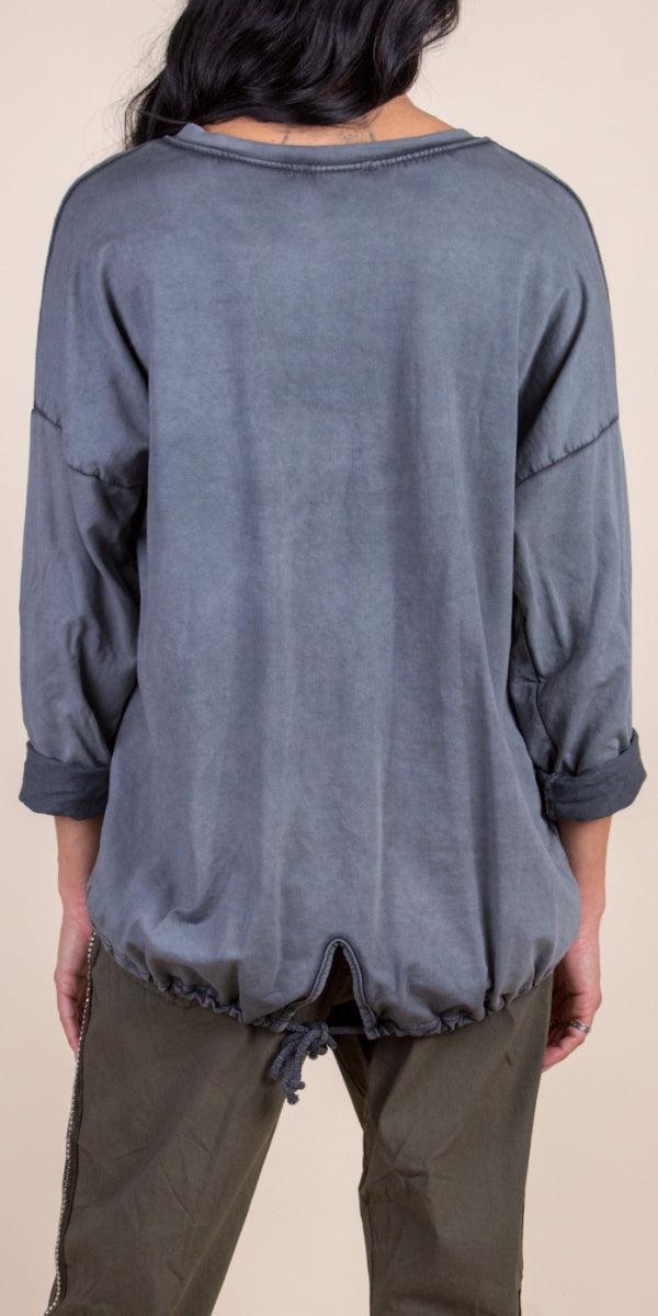 Cecca Sweater - Gigi Moda - Made in Italy # comforatable fit, draw string hem, Gigi Moda, gigi moda. made in italy, Long Sleeve, made in italy, shop gigi moda, Sweater, V-Neck, womans clothing