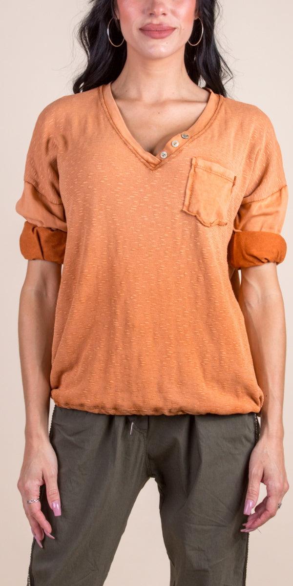 Cecca Sweater - Gigi Moda - Made in Italy # comforatable fit, draw string hem, Gigi Moda, gigi moda. made in italy, Long Sleeve, made in italy, shop gigi moda, Sweater, V-Neck, womans clothing