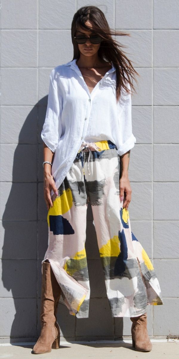 Giulana Brushstroke Capri Pants