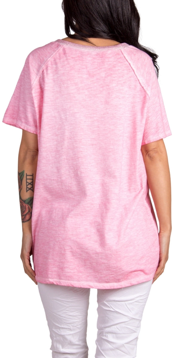 Icona T-Shirt - Gigi Moda - Made in Italy # 100% Cotton, Gigi Moda, italian top, Made in Italy, metallic shine, one size, OS, oversized tee, resort, star, Star Design, star top, T Shirt