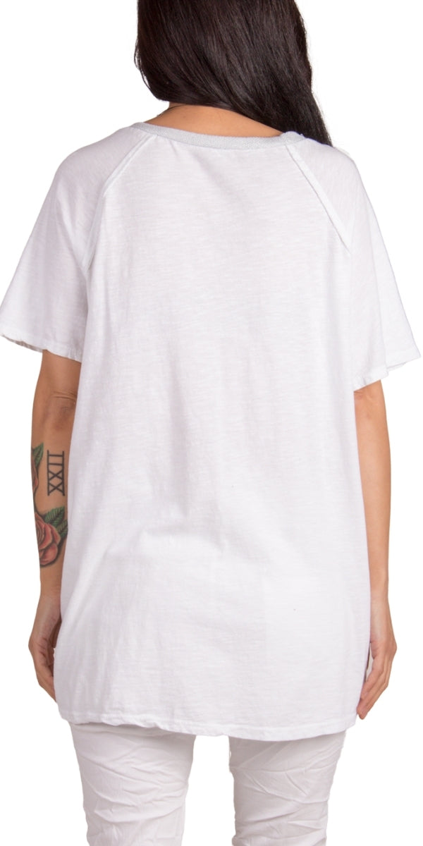 Icona T-Shirt - Gigi Moda - Made in Italy # 100% Cotton, Gigi Moda, italian top, Made in Italy, metallic shine, one size, OS, oversized tee, resort, star, Star Design, star top, T Shirt