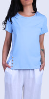 Lazio Top - Gigi Moda - Made in Italy # Blouse, Blouses, clothing for women, comforatable fit, comfy, Gigi Moda, italian clothes, Italian Clothing, italian fashion, italian top, Made in Italy, one size, raw edge, Round Neck, shopgigimoda, short sleeve, short sleeve top, Top, womans clothing, womens fashion, Womens Tops