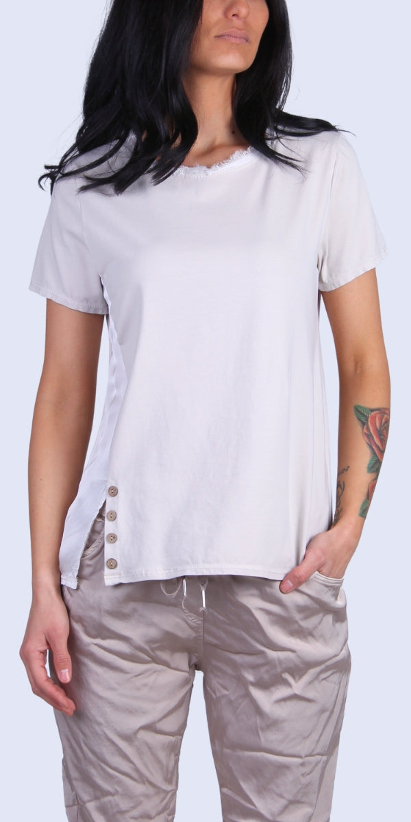 Lazio Top - Gigi Moda - Made in Italy # Blouse, Blouses, clothing for women, comforatable fit, comfy, Gigi Moda, italian clothes, Italian Clothing, italian fashion, italian top, Made in Italy, one size, raw edge, Round Neck, shopgigimoda, short sleeve, short sleeve top, Top, womans clothing, womens fashion, Womens Tops