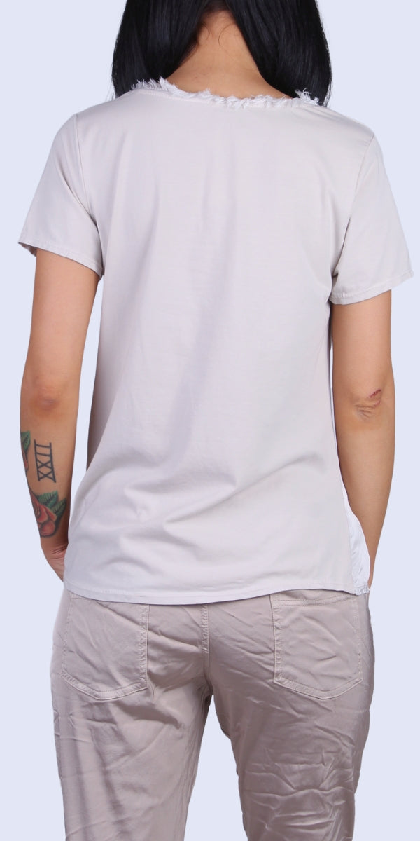 Lazio Top - Gigi Moda - Made in Italy # Blouse, Blouses, clothing for women, comforatable fit, comfy, Gigi Moda, italian clothes, Italian Clothing, italian fashion, italian top, Made in Italy, one size, raw edge, Round Neck, shopgigimoda, short sleeve, short sleeve top, Top, womans clothing, womens fashion, Womens Tops