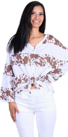 Masseria Button-Down Shirt - Gigi Moda - Made in Italy # 100% Cotton, button down, cow print, front tie, Gigi Moda, italian apparel, italian brand, Italian Clothing, italian shirt, Made in Italy, OS, Rolled Sleeves, shirt, shop gigi moda, Top