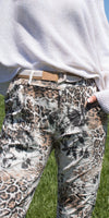 Belted Safari Print Pants