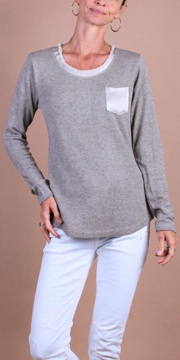 Gaia Knit Top - Gigi Moda - Made in Italy # comforatable fit, Gigi Moda, Knit, Long Sleeve, made in italy, Pocket, shop gigi moda, Soft, womans clothing