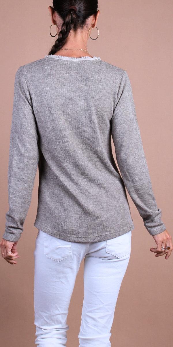 Gaia Knit Top - Gigi Moda - Made in Italy # comforatable fit, Gigi Moda, Knit, Long Sleeve, made in italy, Pocket, shop gigi moda, Soft, womans clothing