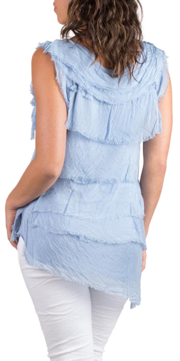 Siena Sleeveless Top - Gigi Moda - Made in Italy # Blouse, Gigi Moda, Made in Italy, one size, OS, Ruffle, Silk, Sleeveless, Top