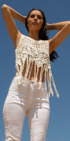 Nikki Crochet Tank - Gigi Moda - Made in Italy # bohemian, Cotton, Cover Up, Crochet, crochet top, Crop Top, Fringe, Gigi Moda, Made in Italy, one size, swimsuit cover up, tank, Tank Top, Top