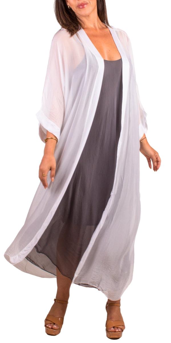 Edda Silk Cardigan - Gigi Moda - Made in Italy # Cardigan, free shipping, Gigi Moda, long, Made in Italy, one size, OS, Silk, viscose