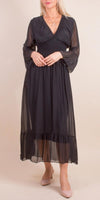Imperia Silk Dress - Shop Gigi Moda - Made in Italy # Dress, Gigi Moda, Made in Italy, Maxi Dress, ruched, ruffles, RUFFLES DRESS, Silk