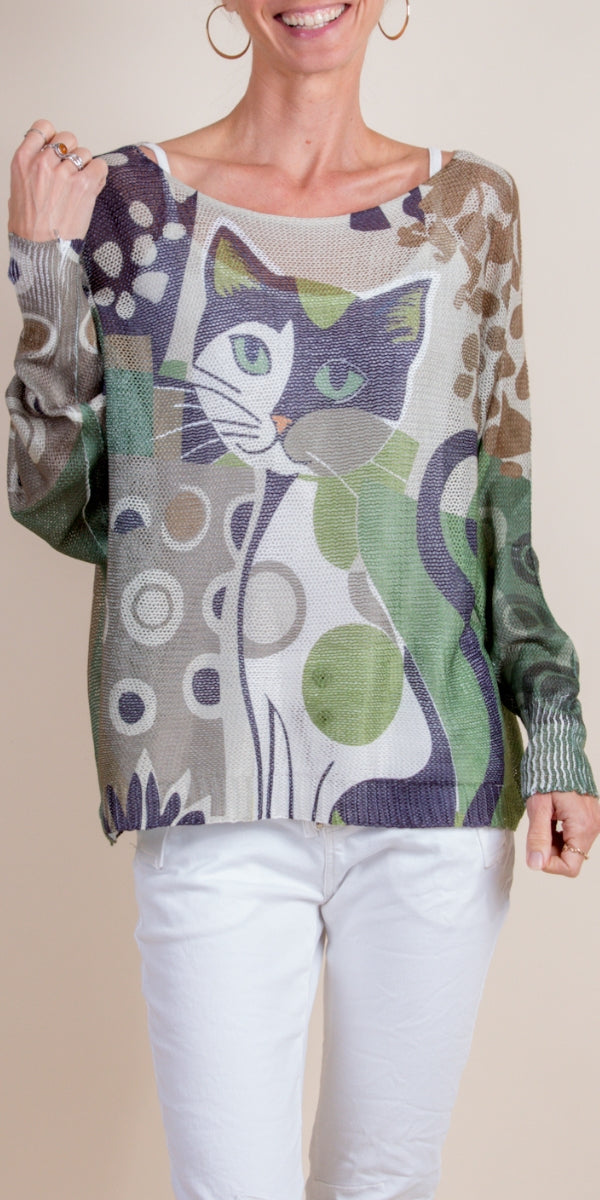 Emy Batwing Sweater with Cat