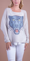 Emy Batwing Sweater with Black Panther Print