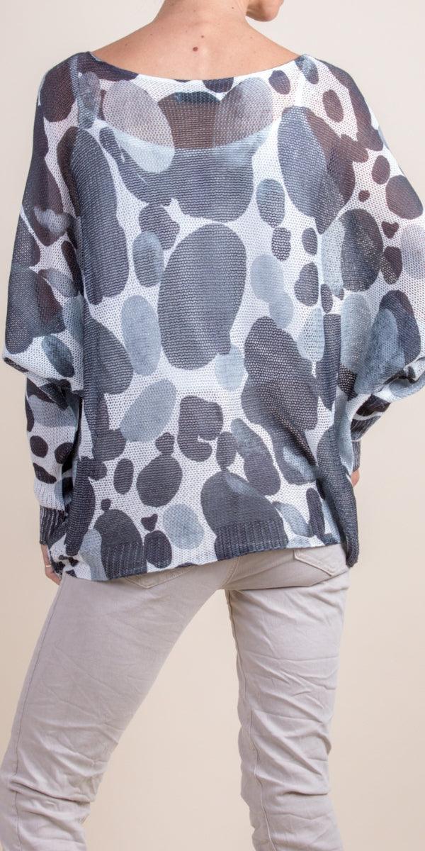 Emy Batwing Sweater with Dots Print - Gigi Moda - Made in Italy # Blouse, comfortable, comfortable fit, Cozy, dot print, Gigi Moda, Italian Clothing, italian top, Long Sleeve, Made in Italy, one size, Sleeves, Sweater, Top, washable, womens clothing, Womens Tops