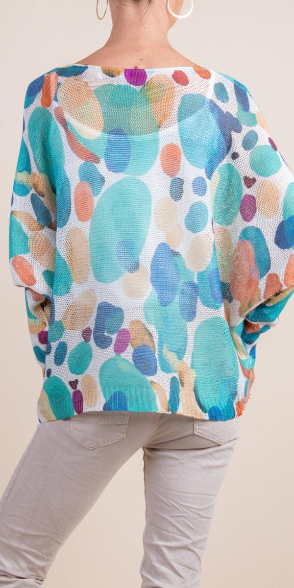 Emy Batwing Sweater with Dots Print - Gigi Moda - Made in Italy # Blouse, comfortable, comfortable fit, Cozy, dot print, Gigi Moda, Italian Clothing, italian top, Long Sleeve, Made in Italy, one size, Sleeves, Sweater, Top, washable, womens clothing, Womens Tops