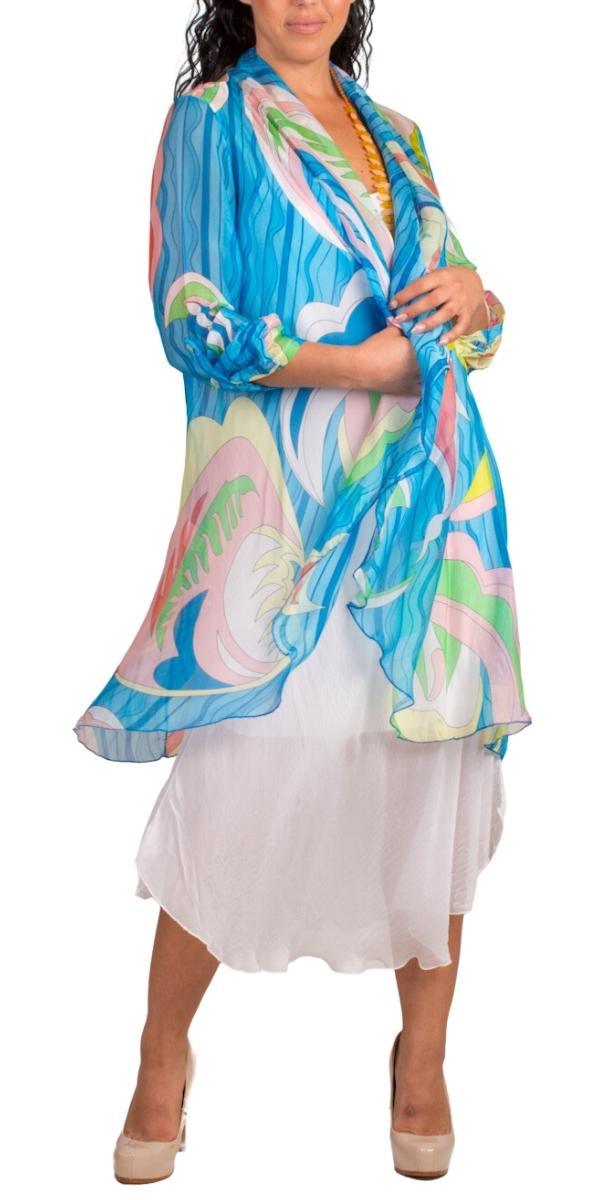 Portici Abstract Silk Cardigan - Gigi Moda - Made in Italy # 3/4 sleeve, Abstract, abstract print, Cardigan, Gigi Moda, long, Made in Italy, one size, OS, Silk, viscose