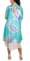Portici Abstract Silk Cardigan - Shop Gigi Moda - Made in Italy # 3/4 sleeve, Abstract, abstract print, Cardigan, Gigi Moda, long, Made in Italy, one size, OS, Silk, viscose