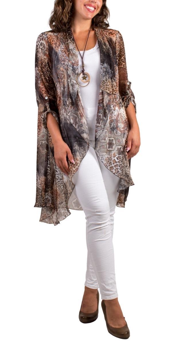 Portici Paisley Silk Cardigan - Gigi Moda - Made in Italy # 3/4 sleeve, animal print, Cardigan, Gigi Moda, long, Made in Italy, one size, OS, paisley, paisley print, Silk