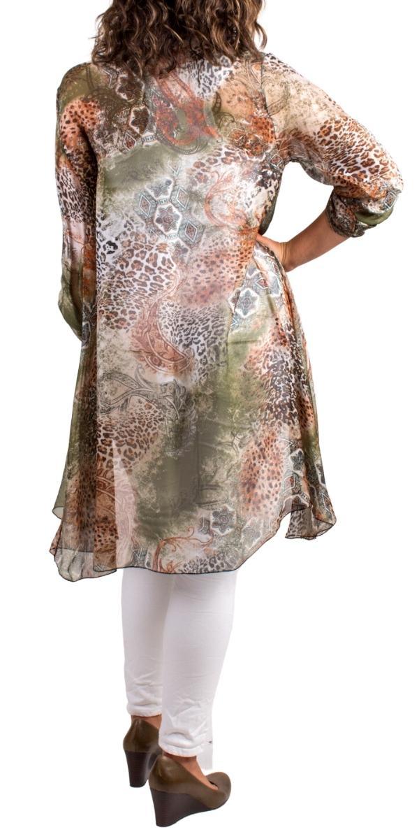 Portici Paisley Silk Cardigan - Gigi Moda - Made in Italy # 3/4 sleeve, animal print, Cardigan, Gigi Moda, long, Made in Italy, one size, OS, paisley, paisley print, Silk