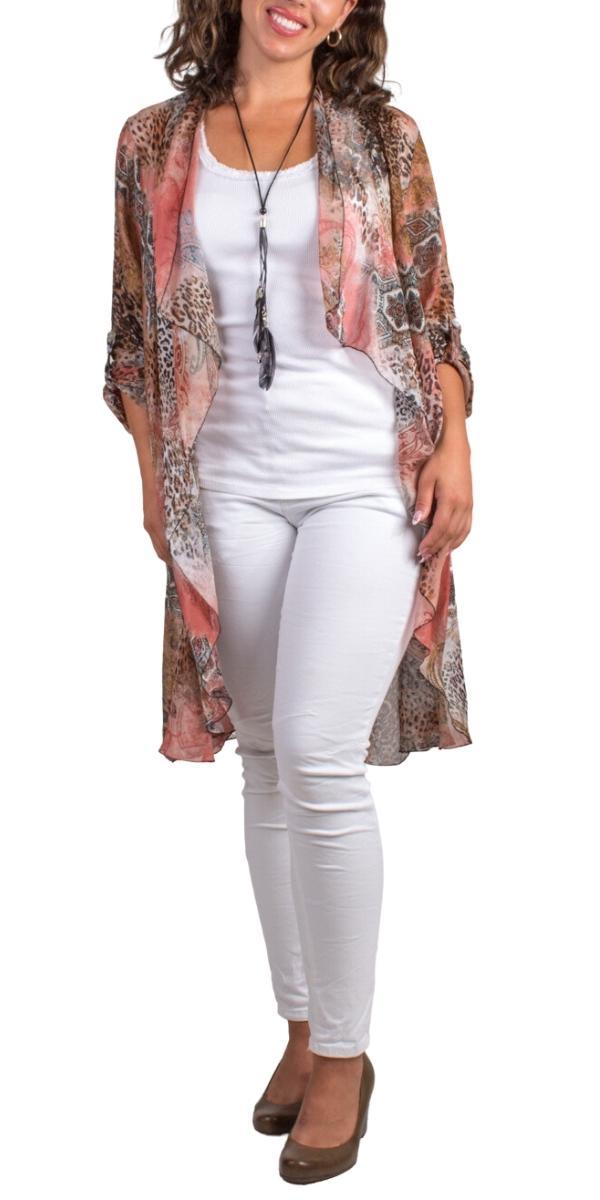 Portici Paisley Silk Cardigan - Gigi Moda - Made in Italy # 3/4 sleeve, animal print, Cardigan, Gigi Moda, long, Made in Italy, one size, OS, paisley, paisley print, Silk