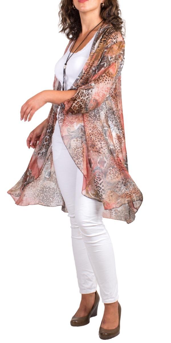 Portici Paisley Silk Cardigan - Gigi Moda - Made in Italy # 3/4 sleeve, animal print, Cardigan, Gigi Moda, long, Made in Italy, one size, OS, paisley, paisley print, Silk
