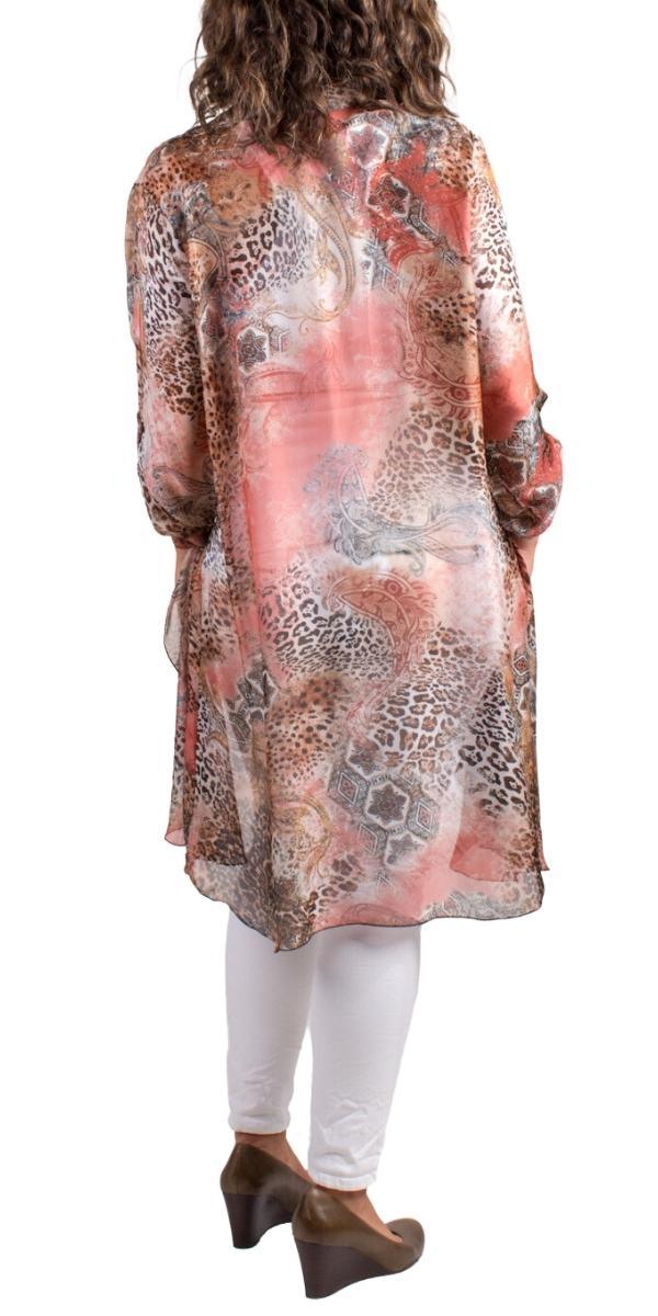 Portici Paisley Silk Cardigan - Gigi Moda - Made in Italy # 3/4 sleeve, animal print, Cardigan, Gigi Moda, long, Made in Italy, one size, OS, paisley, paisley print, Silk
