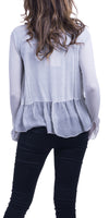 Timori Silk Jacket - Gigi Moda - Made in Italy # 100% Silk, italian silk, Ruffle Sleeve and Bottom Open Jacket, Silk, silk jacket, Silk Top