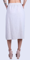 Dolcezza Linen Skirt - Gigi Moda - Made in Italy # comfortable fit, elastic waist, elastic waistband, front pockets, front slit, Gigi Moda, italian brand, italian clothes, italian fashion, italian linen, Linen, midi skirt, Pockets, Skirt, womens fashion