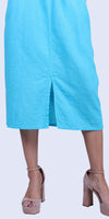 Dolcezza Linen Skirt - Gigi Moda - Made in Italy # comfortable fit, elastic waist, elastic waistband, front pockets, front slit, Gigi Moda, italian brand, italian clothes, italian fashion, italian linen, Linen, midi skirt, Pockets, Skirt, womens fashion