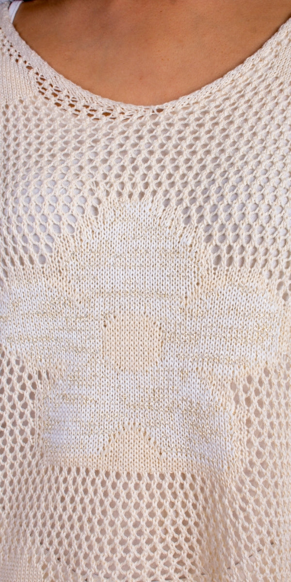 Jesolo Crochet Sweater - Gigi Moda - Made in Italy # Cover Up, Crochet, crochet top, floral, floral design, Floral Print, Gigi Moda, knit sweater, Long Sleeve, Made in Italy, one size, Top