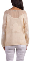 Jesolo Crochet Sweater - Gigi Moda - Made in Italy # Cover Up, Crochet, crochet top, floral, floral design, Floral Print, Gigi Moda, knit sweater, Long Sleeve, Made in Italy, one size, Top