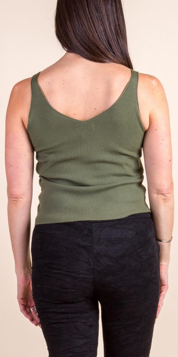 Orsa V-Neck Tank - Gigi Moda - Made in Italy # Gigi Moda, gold detail, Made in Italy, one size, OS, ribbed, Ribbed Knit, Sleeveless, Tank Top, Top, V-Neck