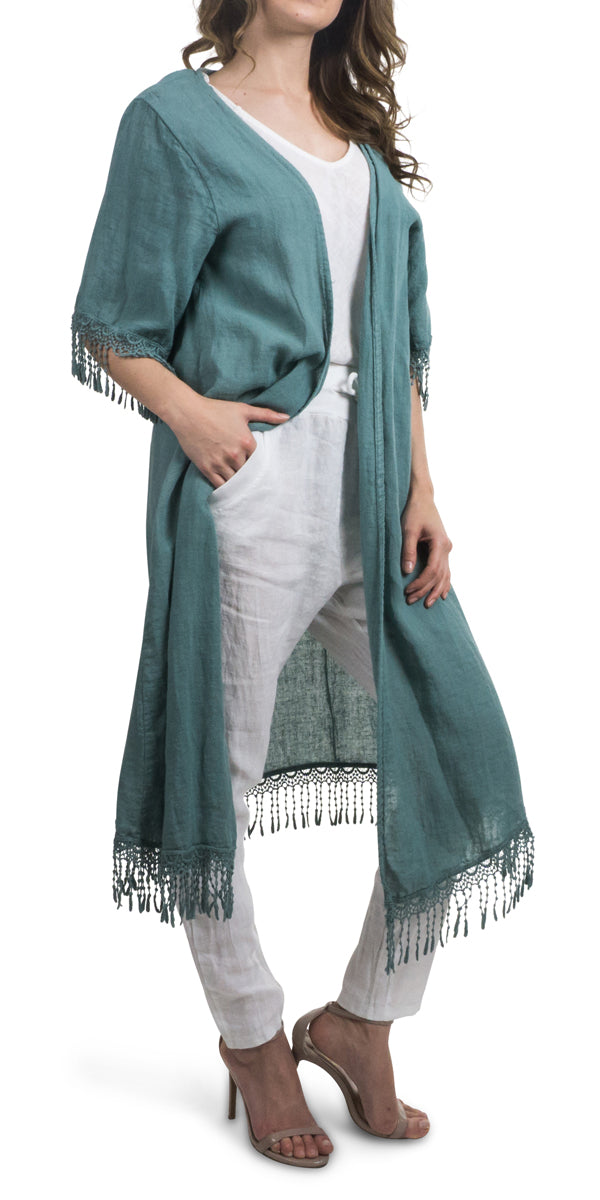 Barbara Jacket - Gigi Moda - Made in Italy # 100% Linen, Embroidery, Gigi Moda, Jacket, Linen, Made in Italy, one size, OS