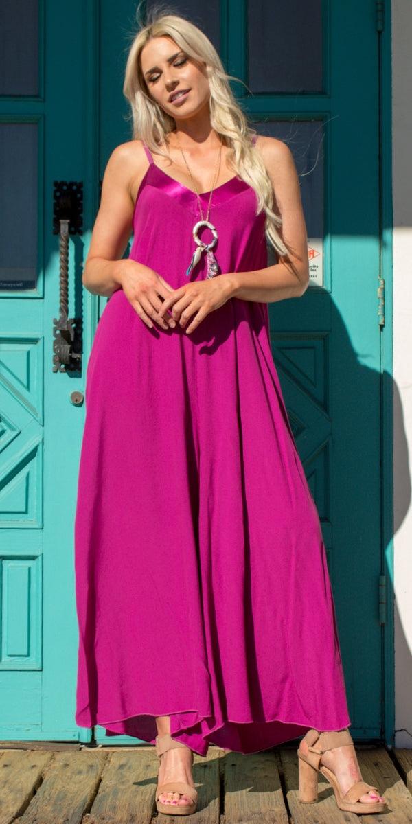 Sassari Jumpsuit - Gigi Moda - Made in Italy # adjustable straps, Gigi Moda, Jumpsuit, Made in Italy, one piece, one size, OS, Sleeveless, V Neck, viscose, WIDE LEG