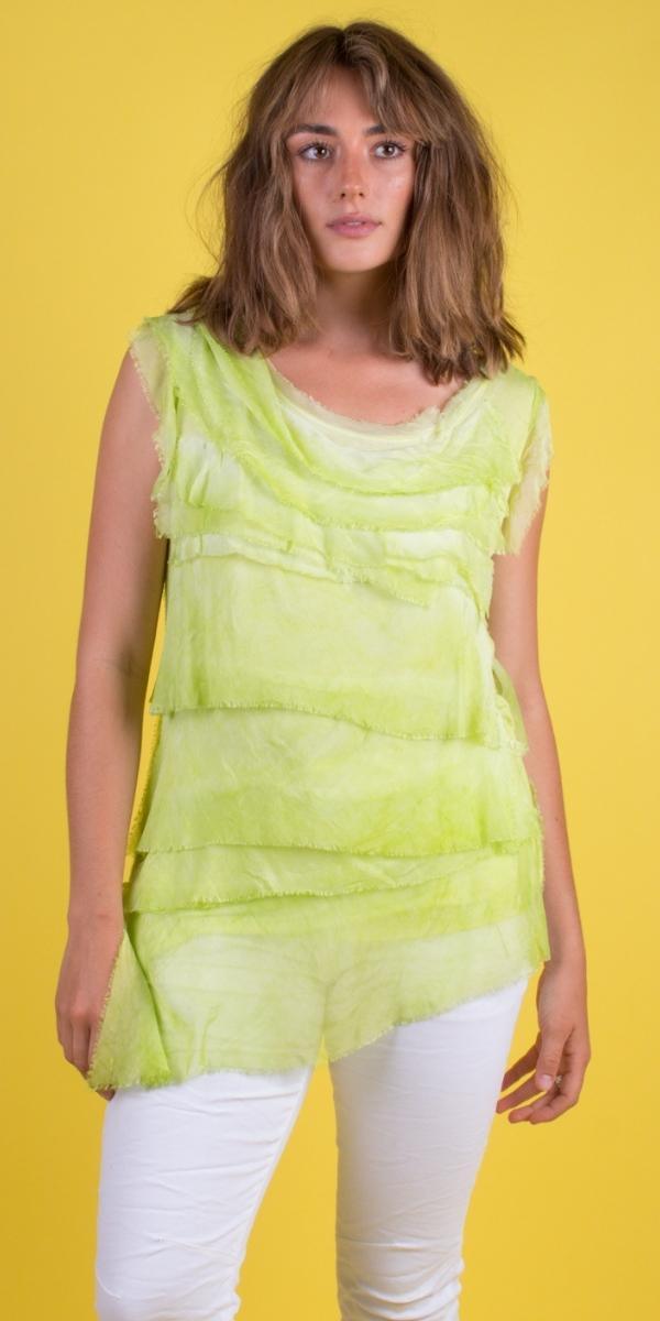 Siena Sleeveless Top - Gigi Moda - Made in Italy # Blouse, Gigi Moda, Made in Italy, one size, OS, Ruffle, Silk, Sleeveless, Top