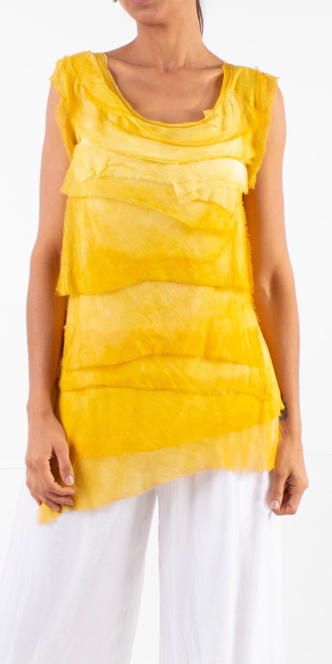 Siena Sleeveless Top - Gigi Moda - Made in Italy # Blouse, Gigi Moda, Made in Italy, one size, OS, Ruffle, Silk, Sleeveless, Top