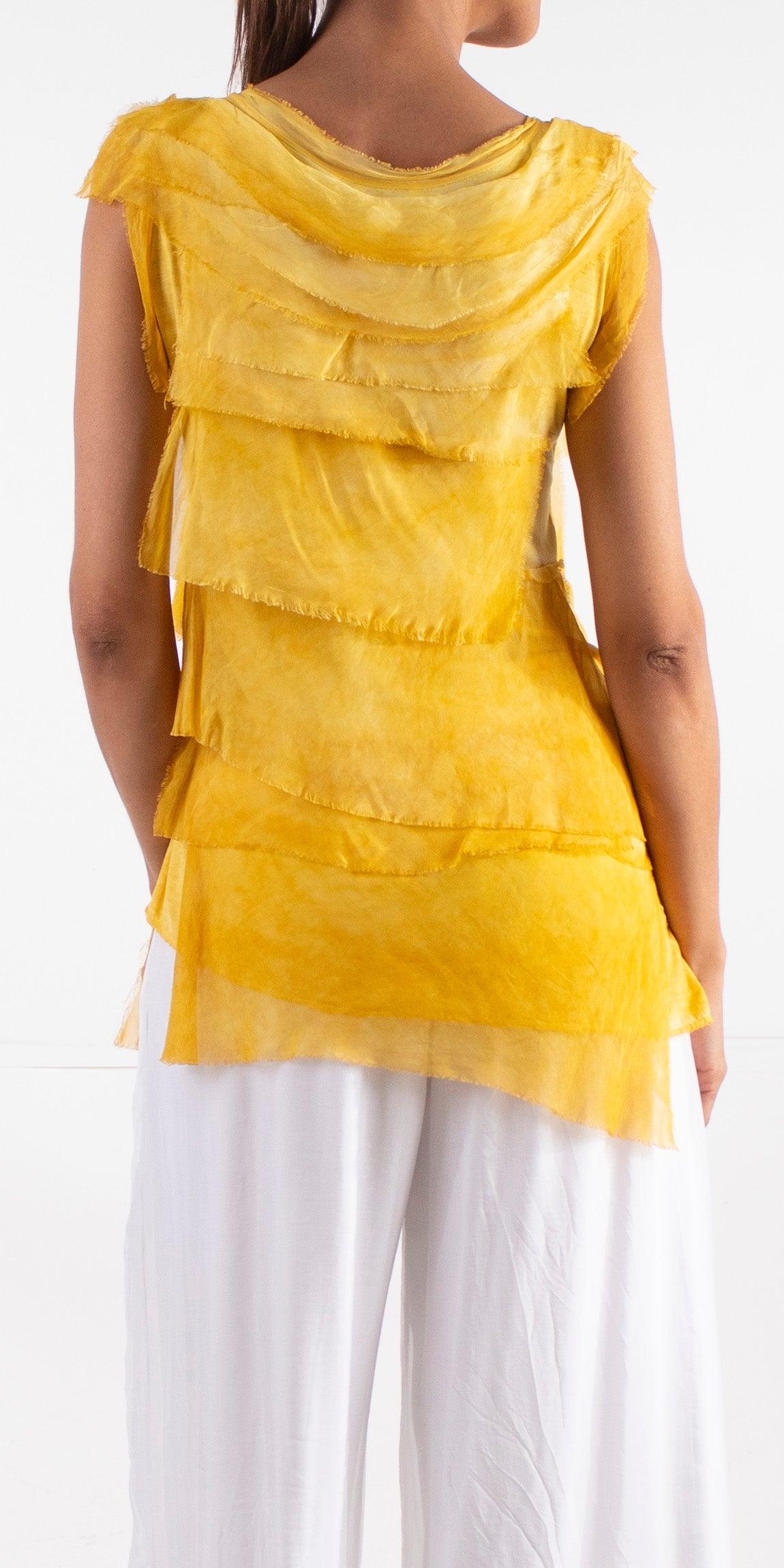 Siena Sleeveless Top - Gigi Moda - Made in Italy # Blouse, Gigi Moda, Made in Italy, one size, OS, Ruffle, Silk, Sleeveless, Top