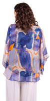 Coletta Abstract Silk Top - Gigi Moda - Made in Italy # 100% Silk, Abstract, abstract print, Bell sleeve, Blouse, italian blouse, italian tank top, italian top, Made in Italy, maxretail, OS, resort wear, Silk, silk blouse, Top