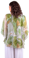Coletta Abstract Silk Top - Gigi Moda - Made in Italy # 100% Silk, Abstract, abstract print, Bell sleeve, Blouse, italian blouse, italian tank top, italian top, Made in Italy, maxretail, OS, resort wear, Silk, silk blouse, Top