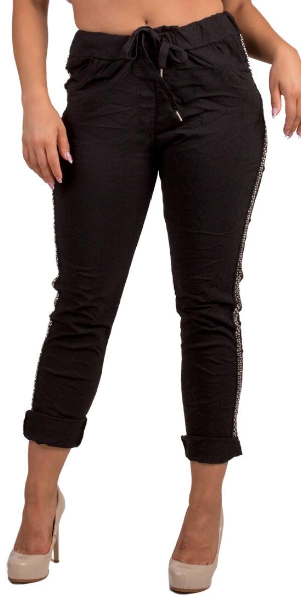 Il Chiodo Pants - Gigi Moda - Made in Italy # cropped pant, Cropped pants, drawstring pant, drawstring pants, free shipping, Gigi Moda, Made in Italy, one size, OS, Pants, patches, studded, Tie waist