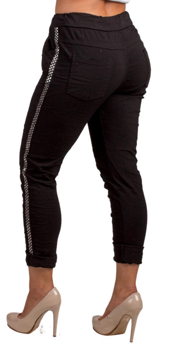 Il Chiodo Pants - Gigi Moda - Made in Italy # cropped pant, Cropped pants, drawstring pant, drawstring pants, free shipping, Gigi Moda, Made in Italy, one size, OS, Pants, patches, studded, Tie waist