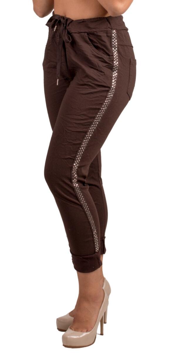 Il Chiodo Pants - Gigi Moda - Made in Italy # cropped pant, Cropped pants, drawstring pant, drawstring pants, free shipping, Gigi Moda, Made in Italy, one size, OS, Pants, patches, studded, Tie waist