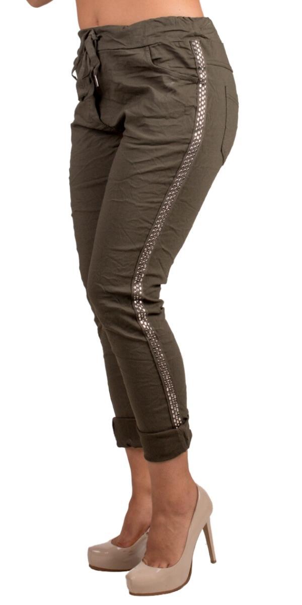 Il Chiodo Pants - Gigi Moda - Made in Italy # cropped pant, Cropped pants, drawstring pant, drawstring pants, free shipping, Gigi Moda, Made in Italy, one size, OS, Pants, patches, studded, Tie waist