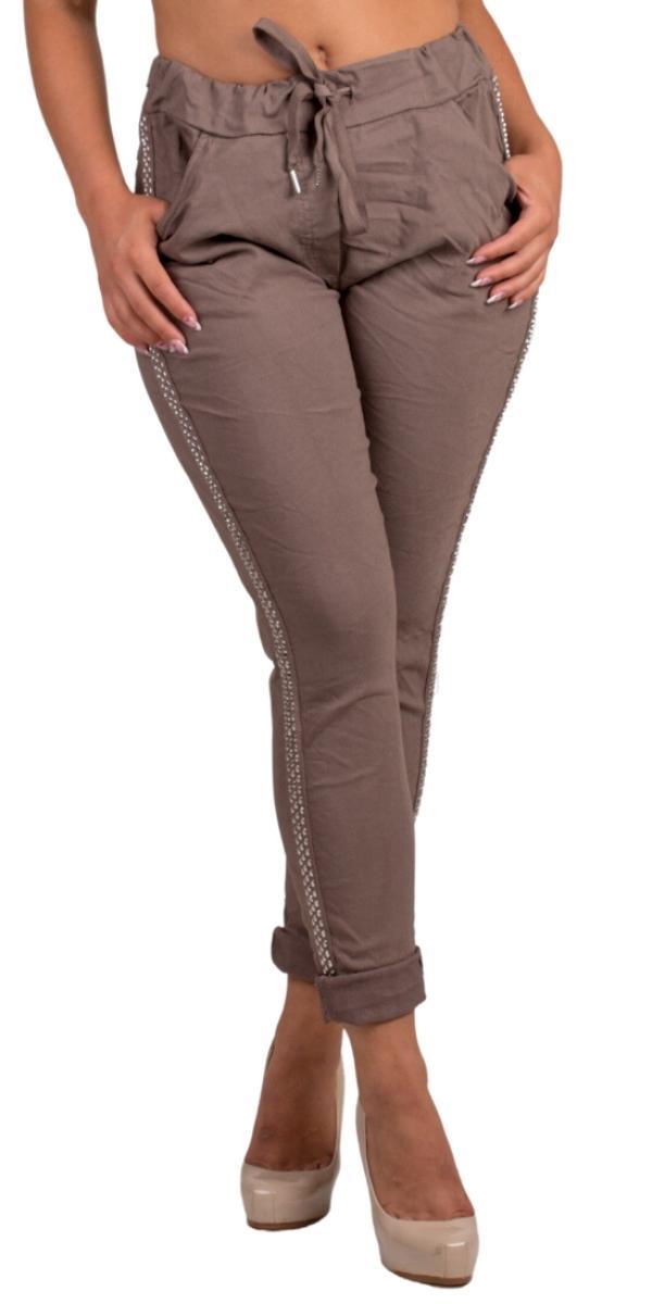 Il Chiodo Pants - Gigi Moda - Made in Italy # cropped pant, Cropped pants, drawstring pant, drawstring pants, free shipping, Gigi Moda, Made in Italy, one size, OS, Pants, patches, studded, Tie waist