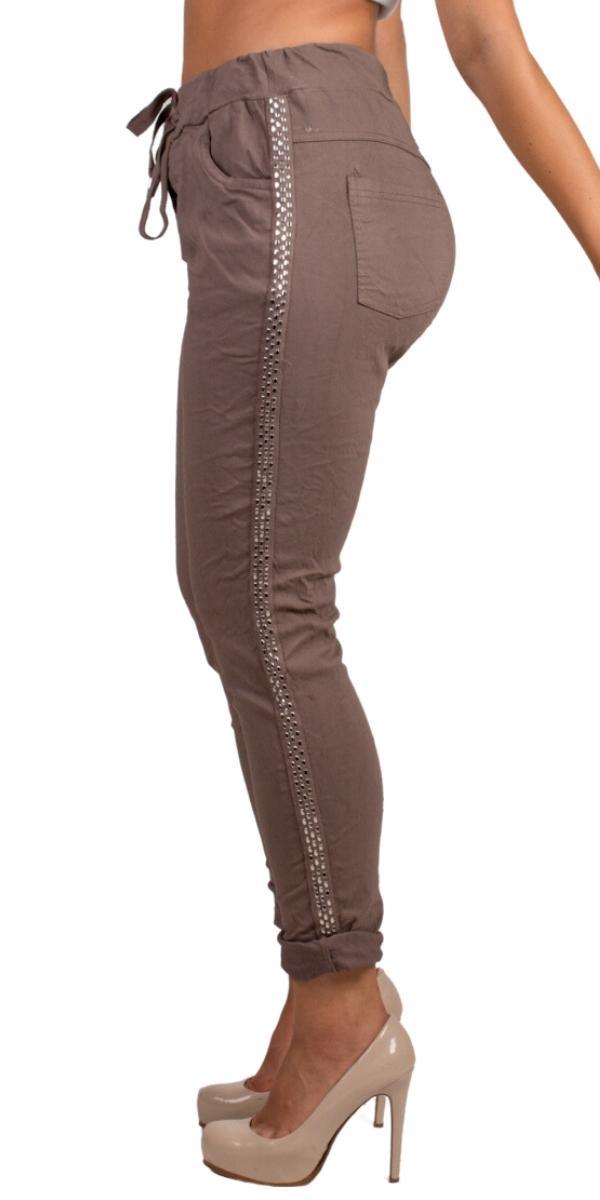 Il Chiodo Pants - Gigi Moda - Made in Italy # cropped pant, Cropped pants, drawstring pant, drawstring pants, free shipping, Gigi Moda, Made in Italy, one size, OS, Pants, patches, studded, Tie waist