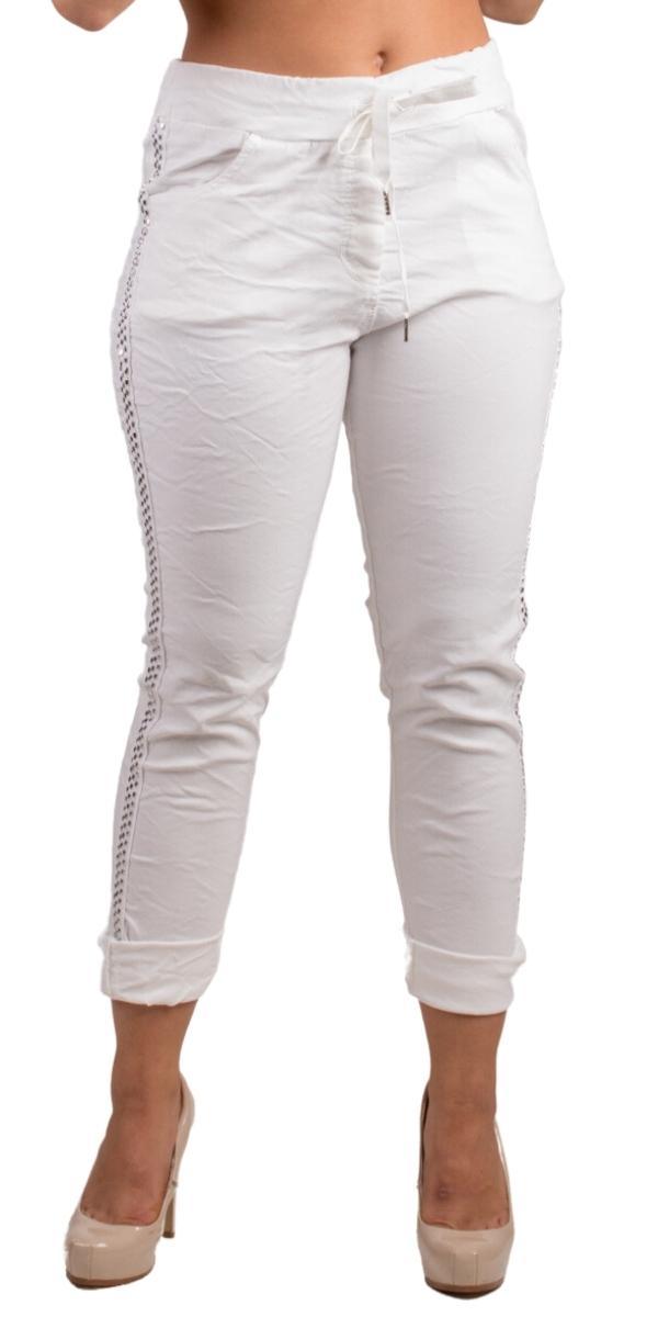 Il Chiodo Pants - Gigi Moda - Made in Italy # cropped pant, Cropped pants, drawstring pant, drawstring pants, free shipping, Gigi Moda, Made in Italy, one size, OS, Pants, patches, studded, Tie waist