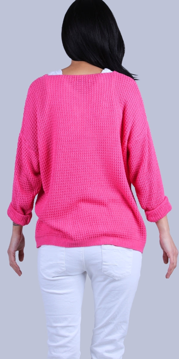 Sara Knit Sweater - Gigi Moda - Made in Italy # Gigi Moda, Knit, knit sweater, Long Sleeve, made in italy, one size, Sweater, Top, V Neck